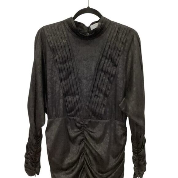 Hunter Bell Ariana Ruched Dress In Onyx Black Jacquard Size 12 - Picture 7 of 16